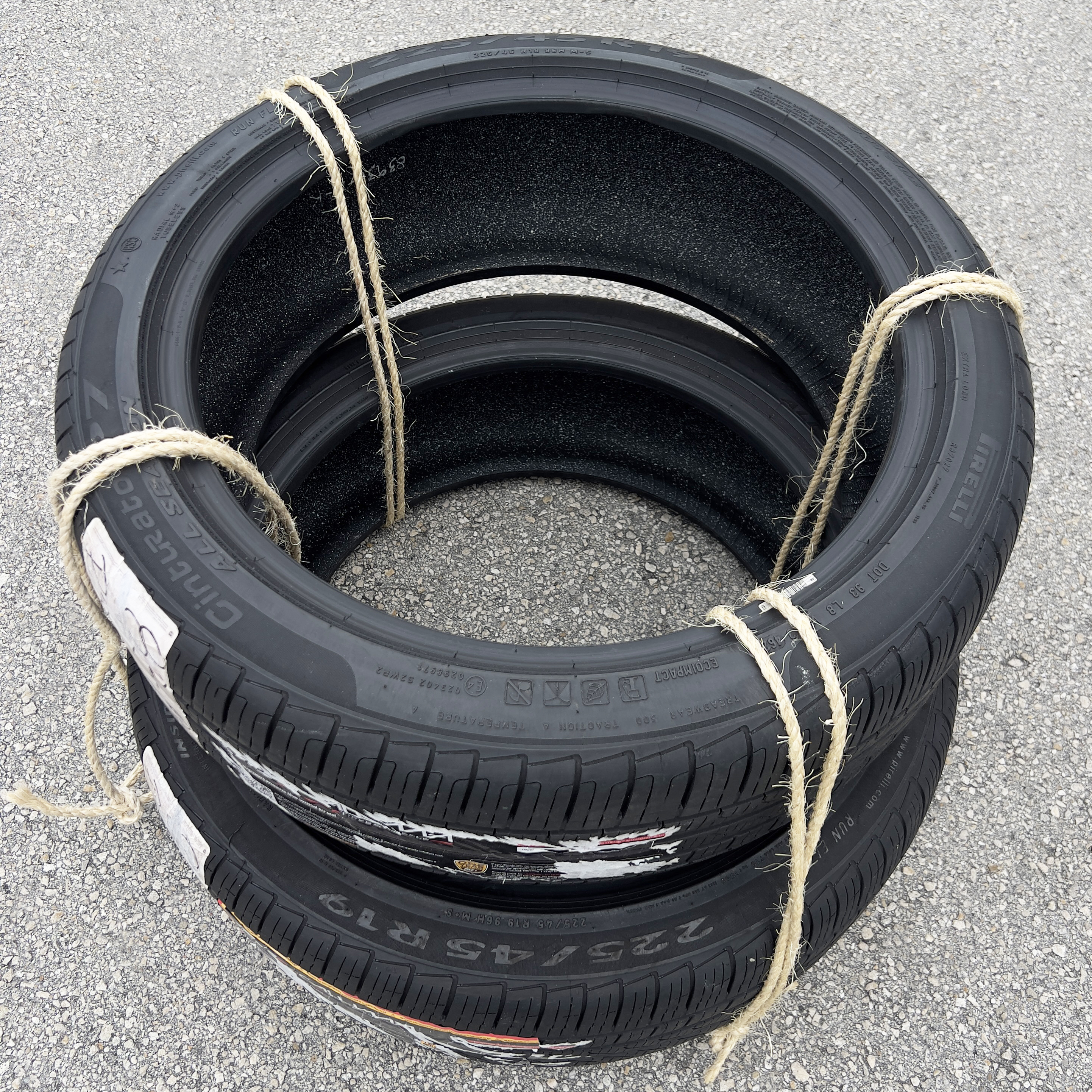 How to strap the tires like you receive them
